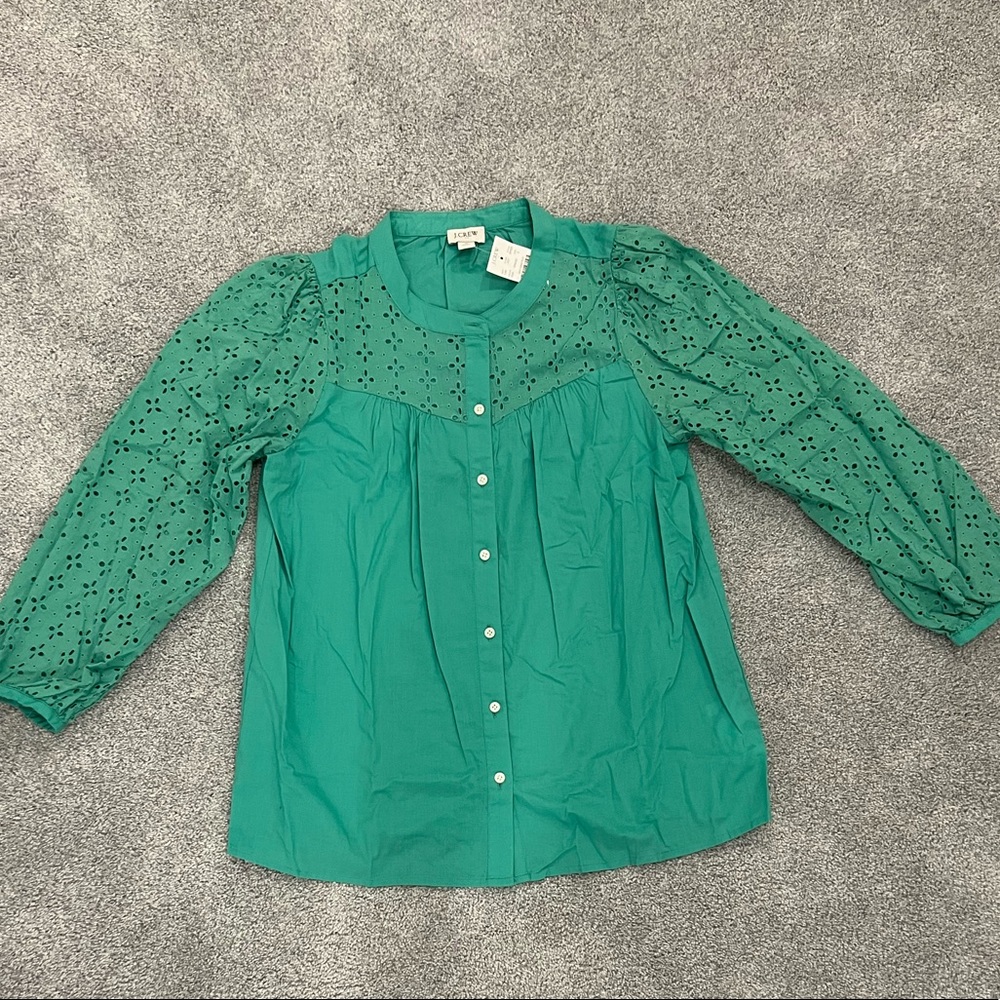 NWT J Crew factory button down with eyelet sleeves